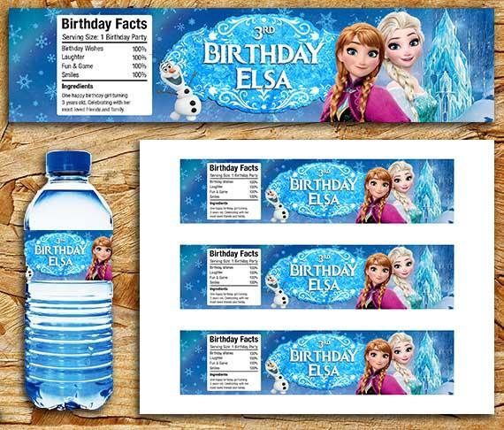 Plus de détails Frozen étiquette de bouteille d’eau, Frozen neige fondue, Fr…