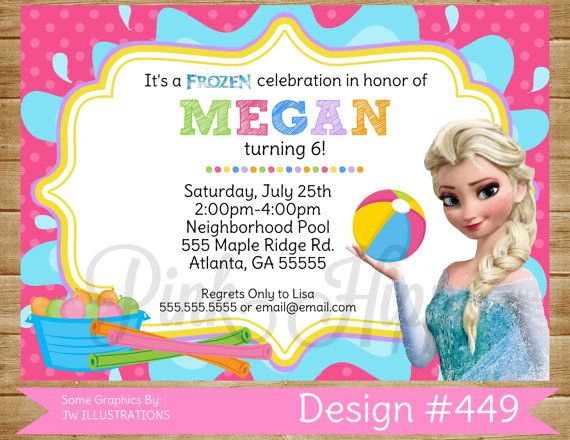 Pool Party Elsa:449- DIY Printable Invitation-FREE Thank You Card Included on Et… Wallpaper