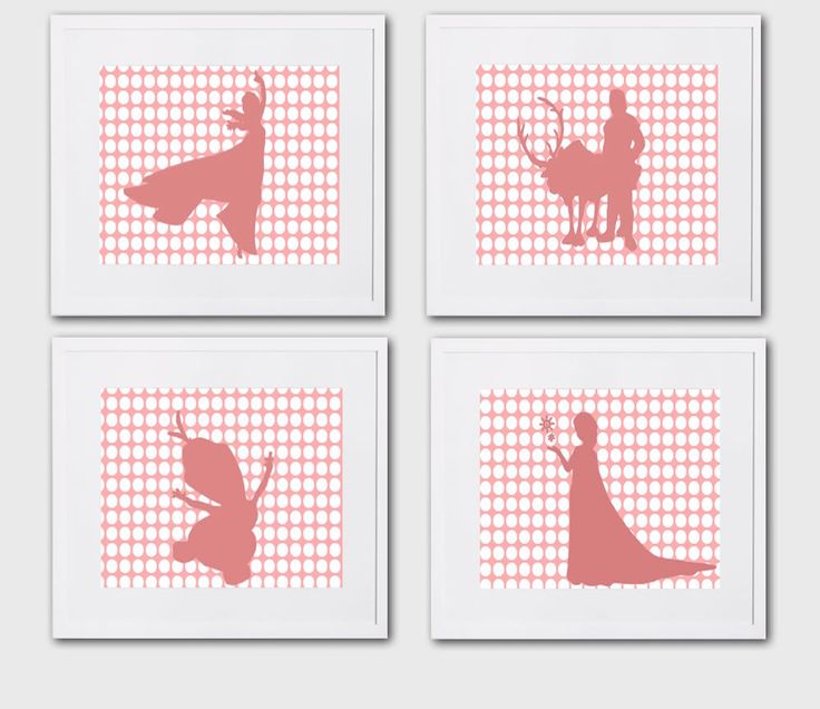 SALE- Set Of Four Frozen Printable Set With Pink And White Patterns,Nursery Wall… Wallpaper