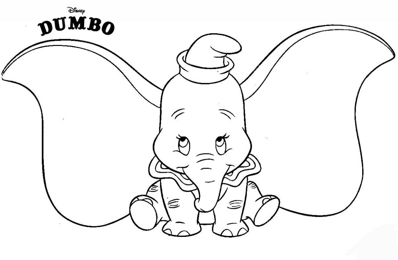 Dumbo is cute. Coloring Pages. Baby elephant on Disney’s movie 2019