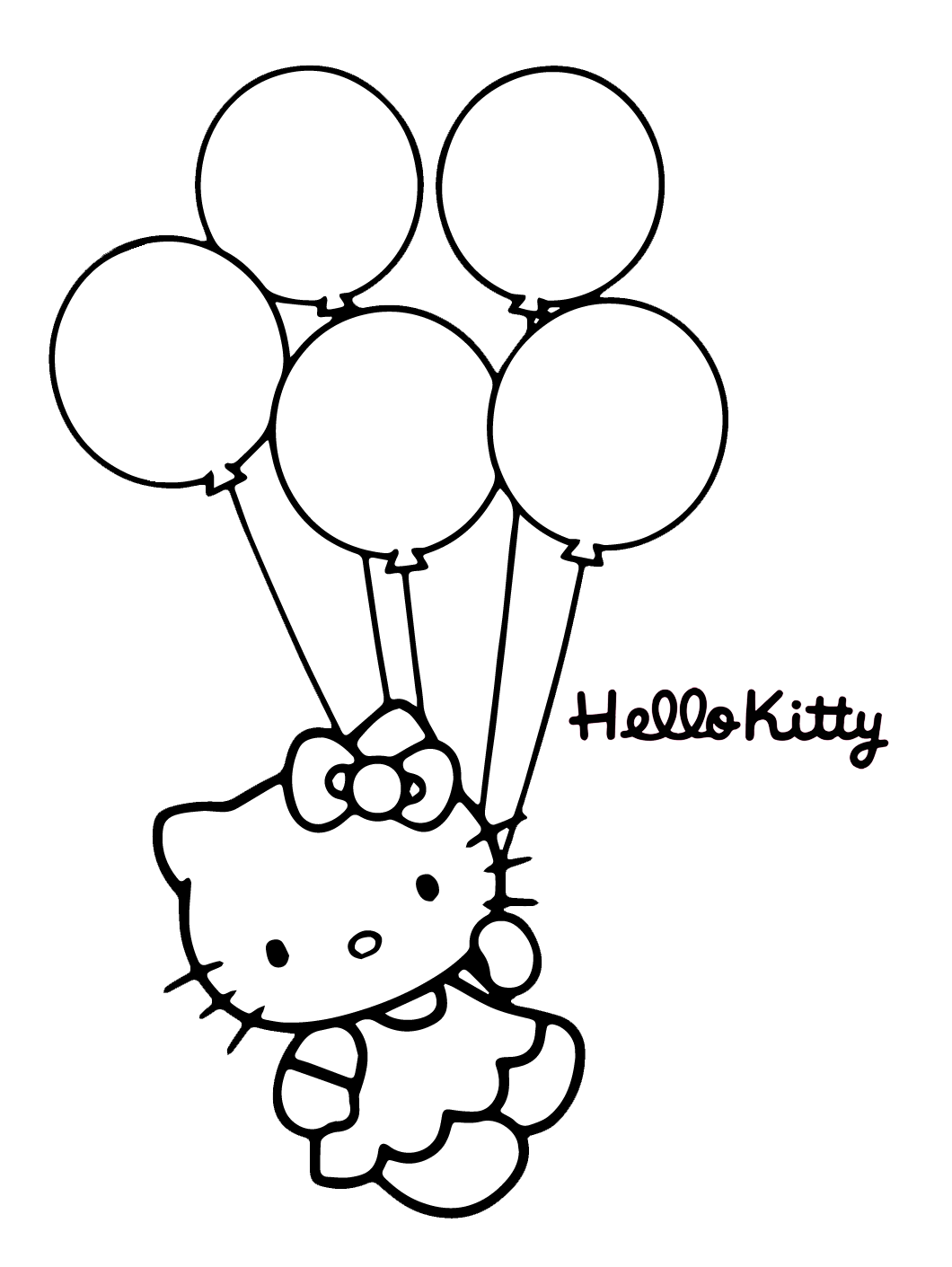 Adorable Hello Kitty holding balloons on bubakids coloring pages. Wallpaper