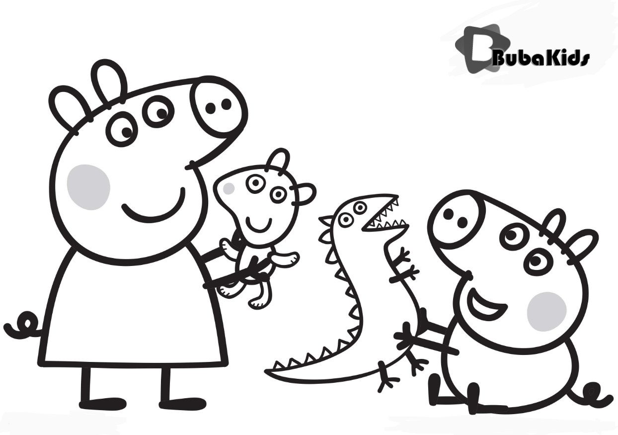 Come and meet Peppa Pig and friends. Printable Peppa pig characters coloring page Wallpaper