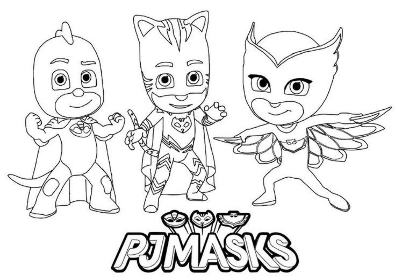PJ Masks Catboy, Owlette and Gekko coloring page Wallpaper