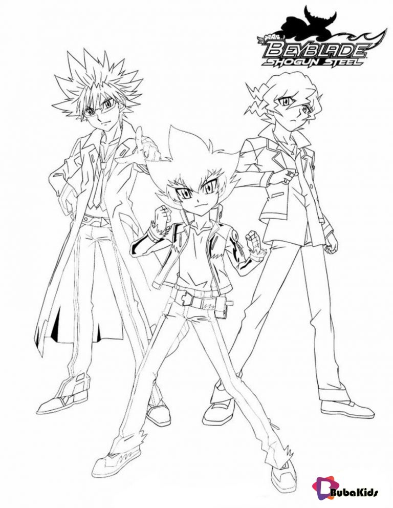 Beyblade Group 3 characters coloring page. More Beyblade content on