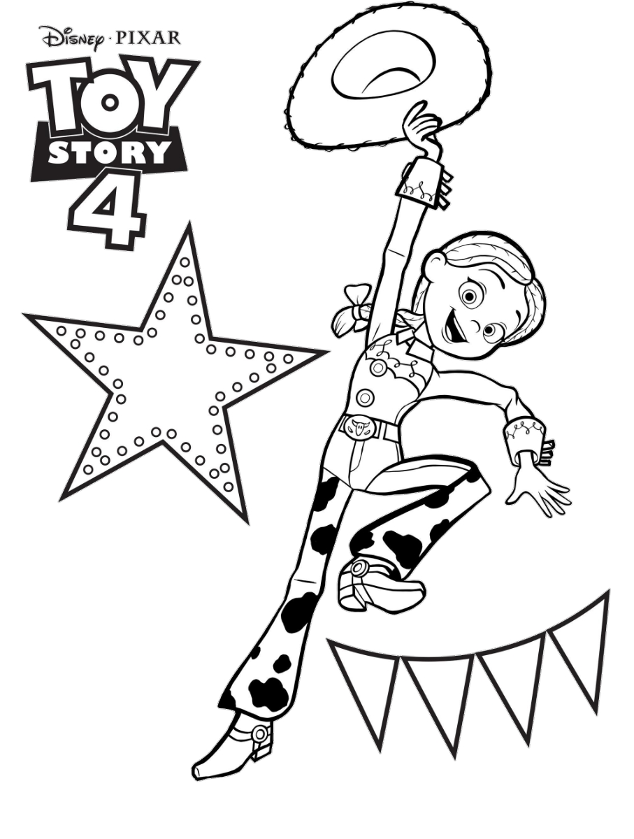 Jessie is a rough-and-tumble cowgirl doll with a passion for yodeling. Toy Story 4 coloring page.