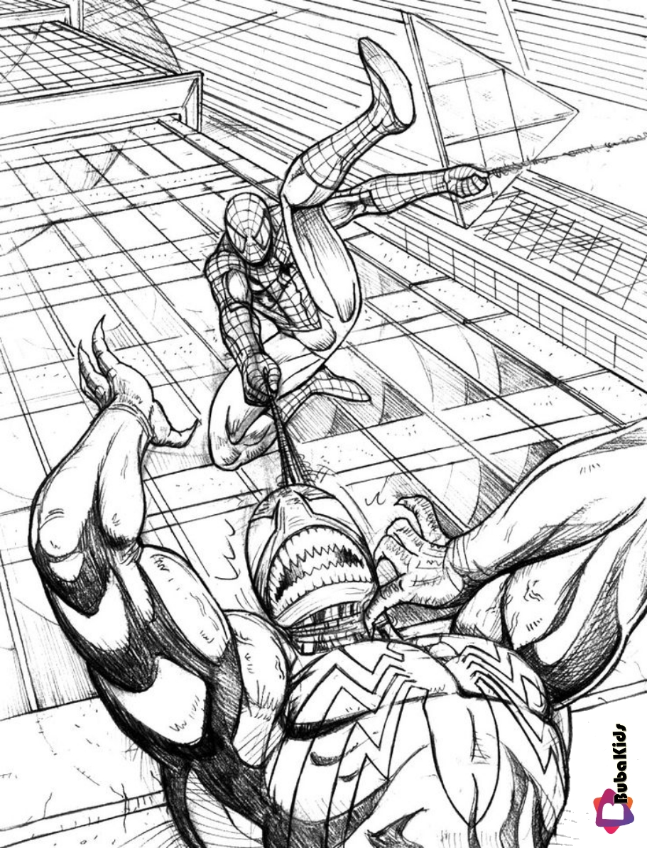 Spiderman vs Venom Superhero Printable Coloring Pages on bubakids.com Wallpaper
