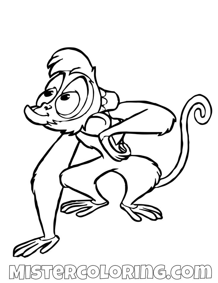 Aladdin’s pet monkey Abu printable and coloring page. Wallpaper