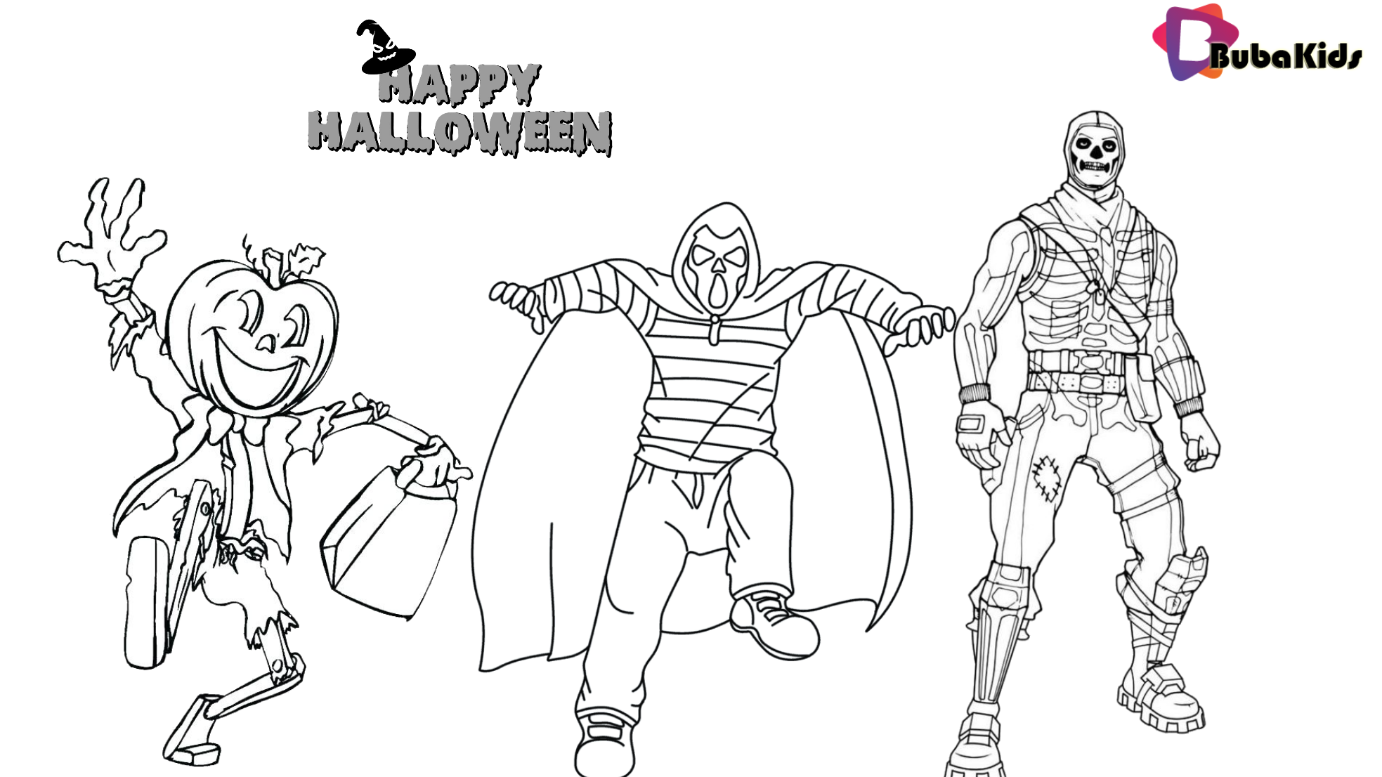 Costume for Halloween party 2019. Printable and coloring page. Wallpaper