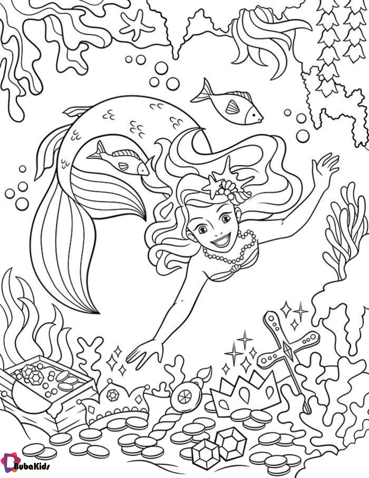 Free printable mermaids coloring pages for kids. Wallpaper