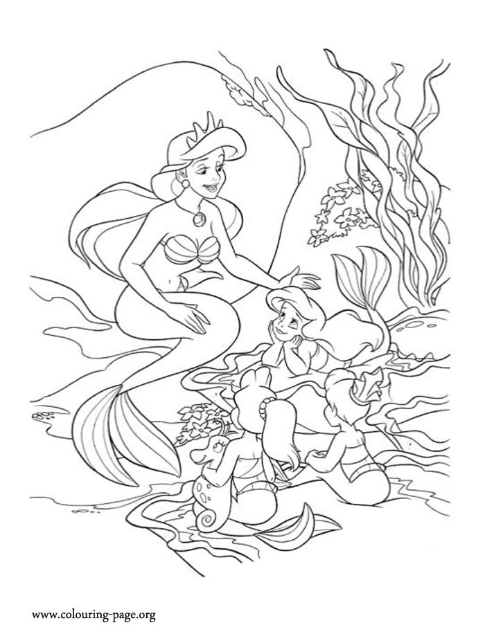 In this coloring page, Queen Athena sings a special song to Ariel and her sister. Wallpaper