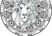 Mandala with Lion Coloring Printable Free
