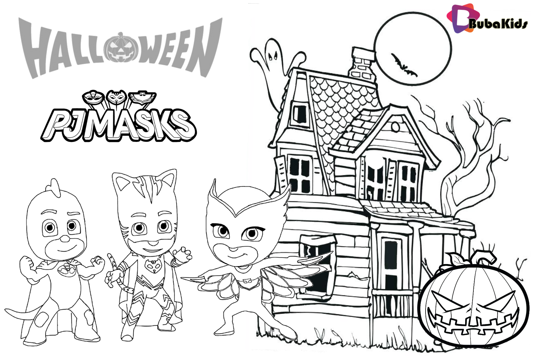 PJ Masks costume for Halloween coloring page and printable Wallpaper