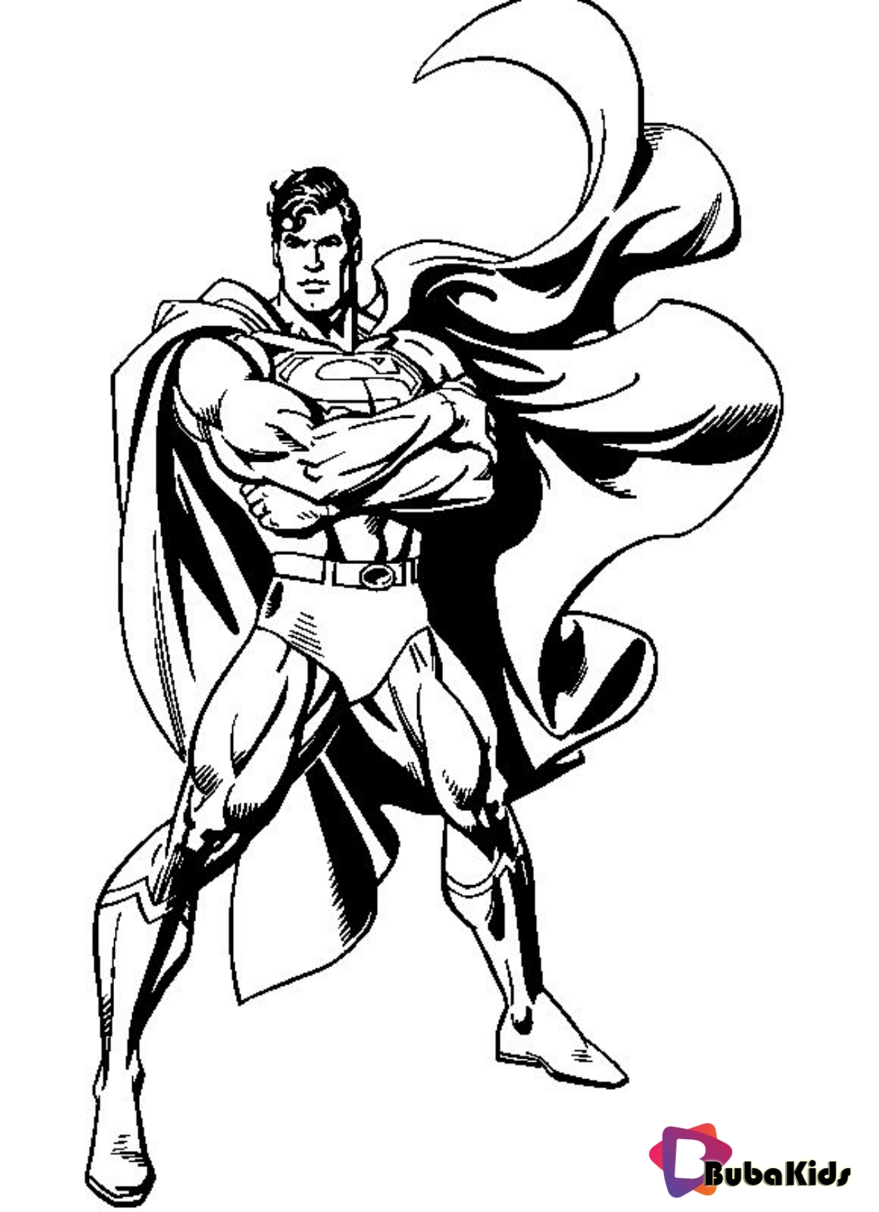 Superman coloring page, cartoon characters coloring pages on bubakids.com