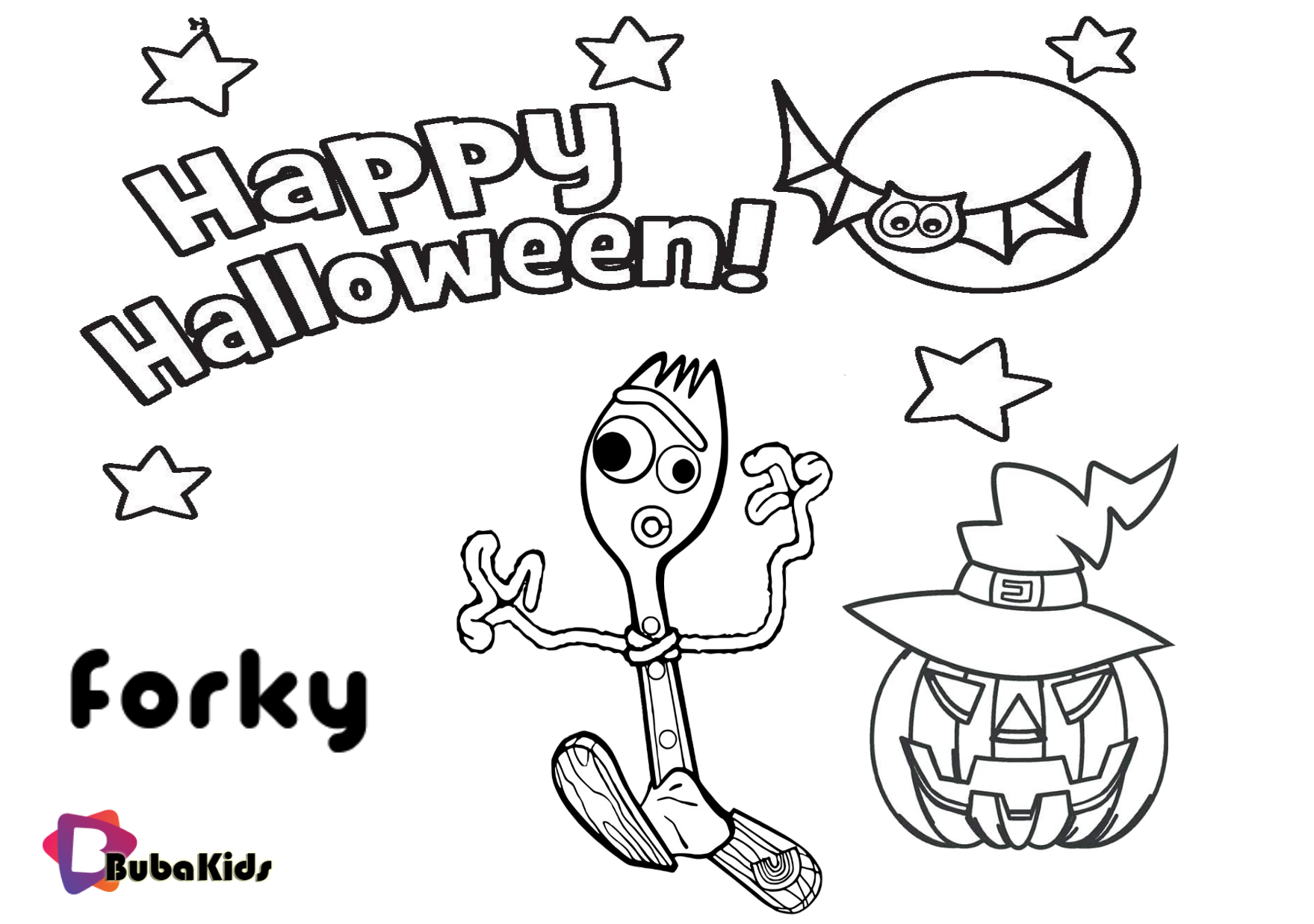Forky Toy story 4 Happy Halloween 2019 printable coloring page. Wallpaper