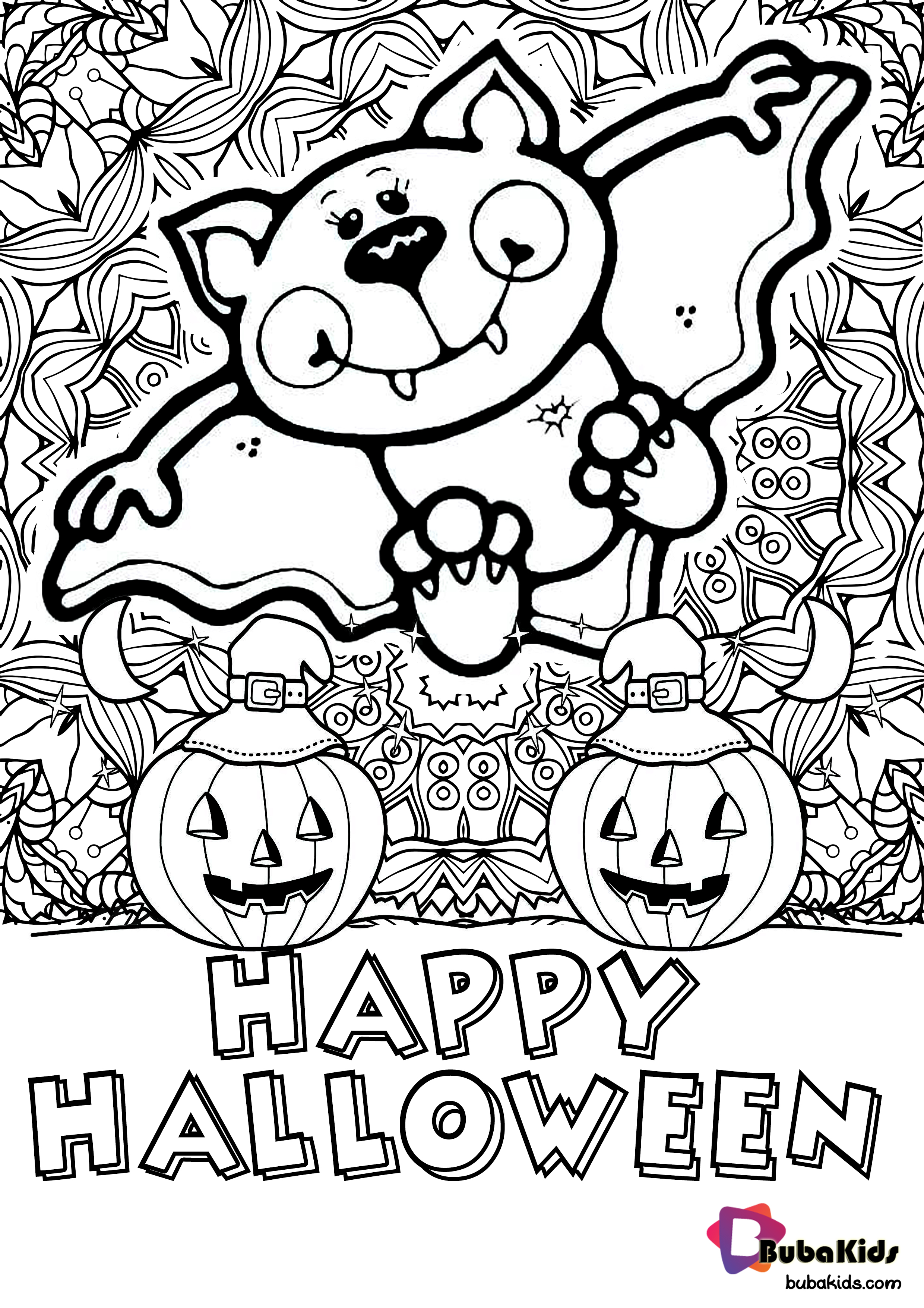 Happy Halloween Coloring Page Wallpaper