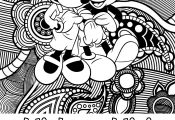 Floral Mickey & Mini Mouse Coloring Pages