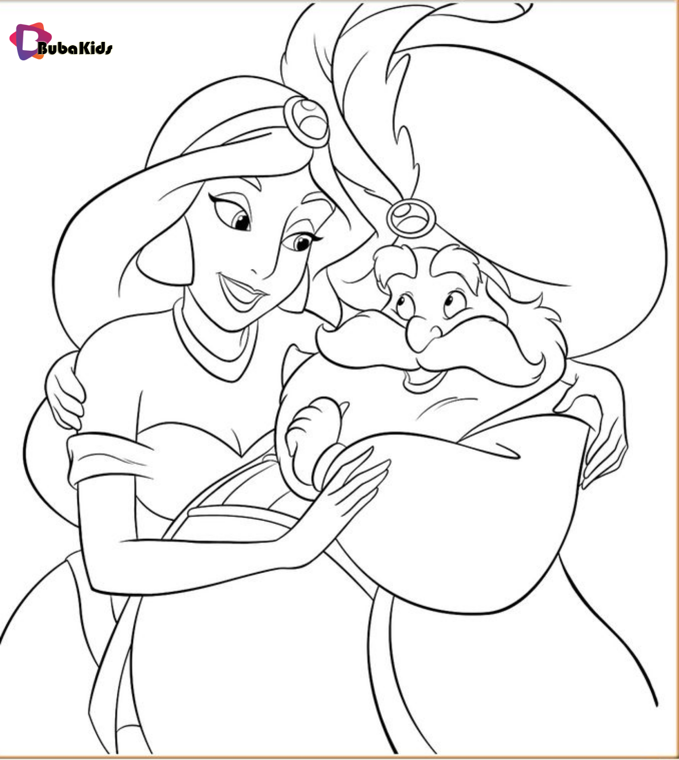 Princess Jasmine and Sultan, printable coloring pages on bubakids Wallpaper