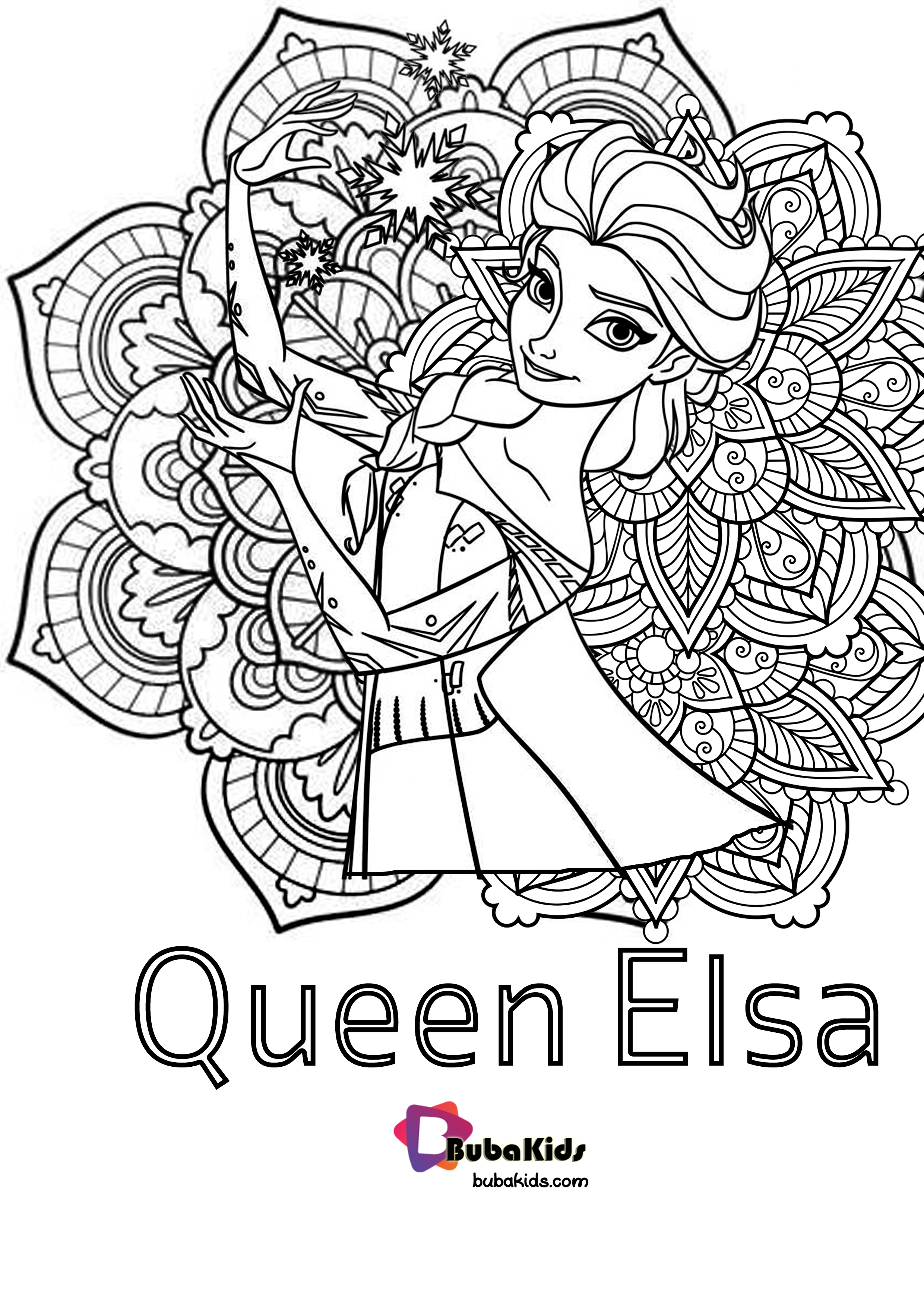 Queen Elsa FLoral Coloring Pages Wallpaper