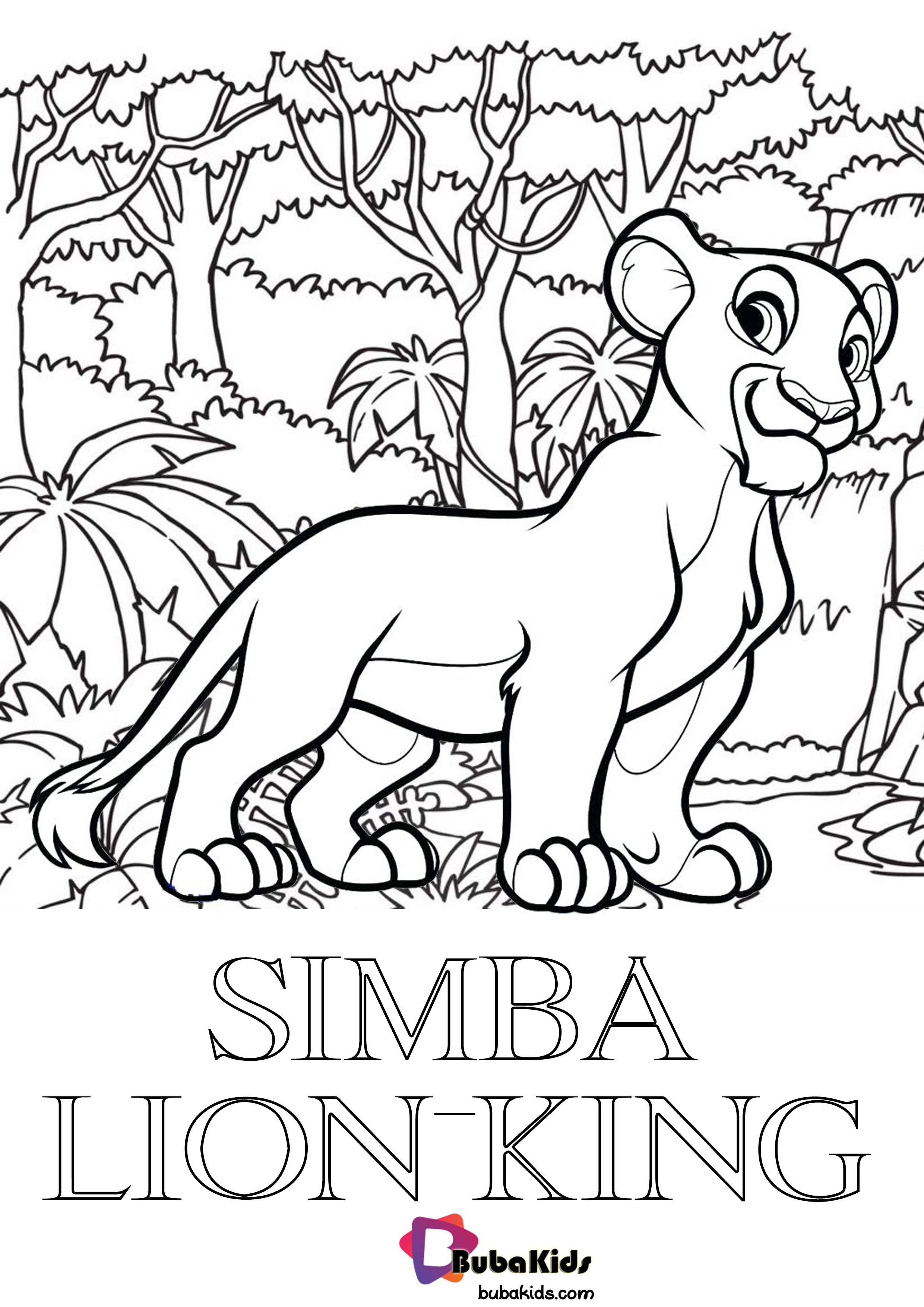 Simba The Lion King in The Jungle Coloring Pages Wallpaper