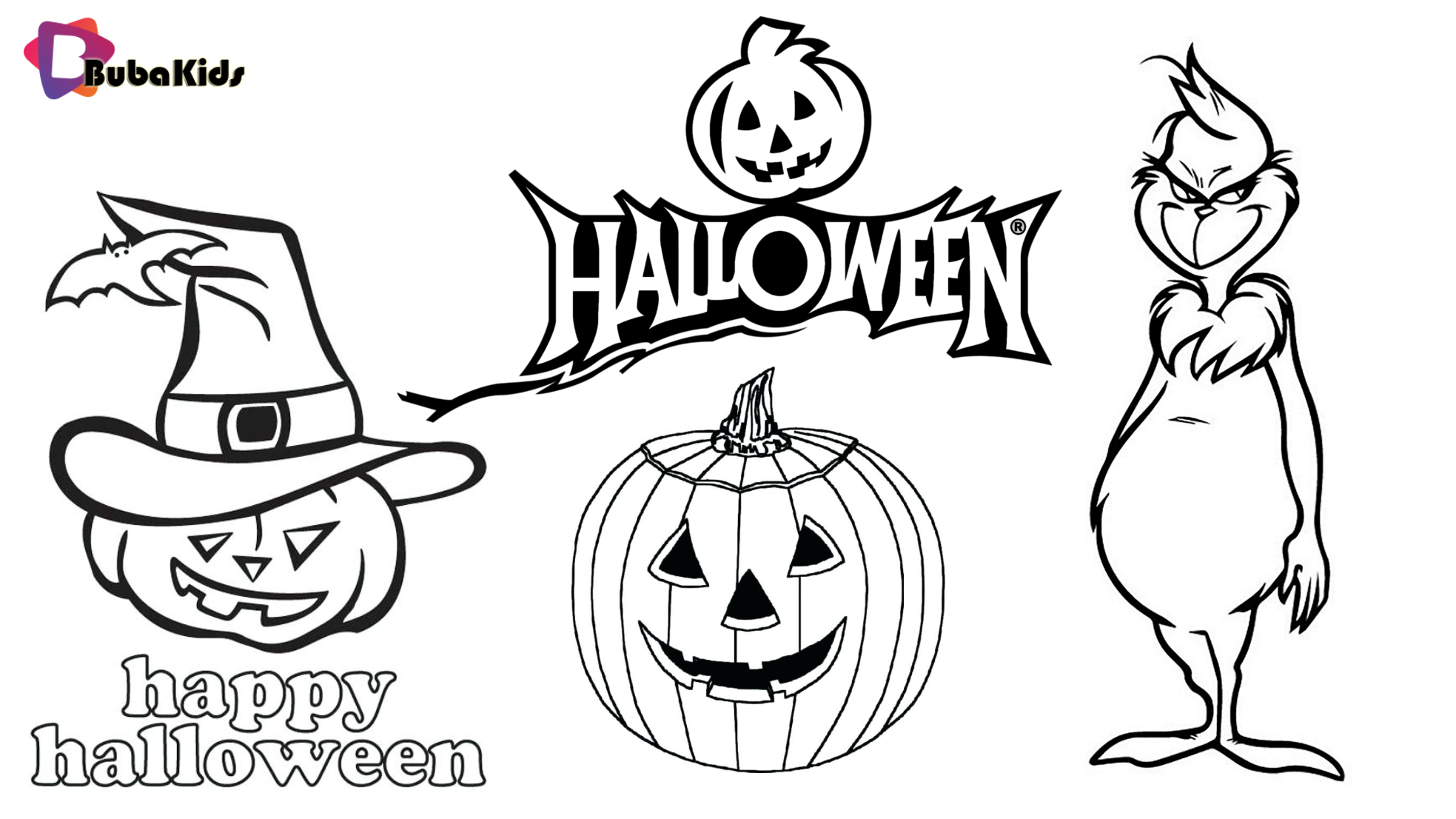 The grinch with jack ‘o lantern pumpkins halloween 2019 coloring page. Wallpaper