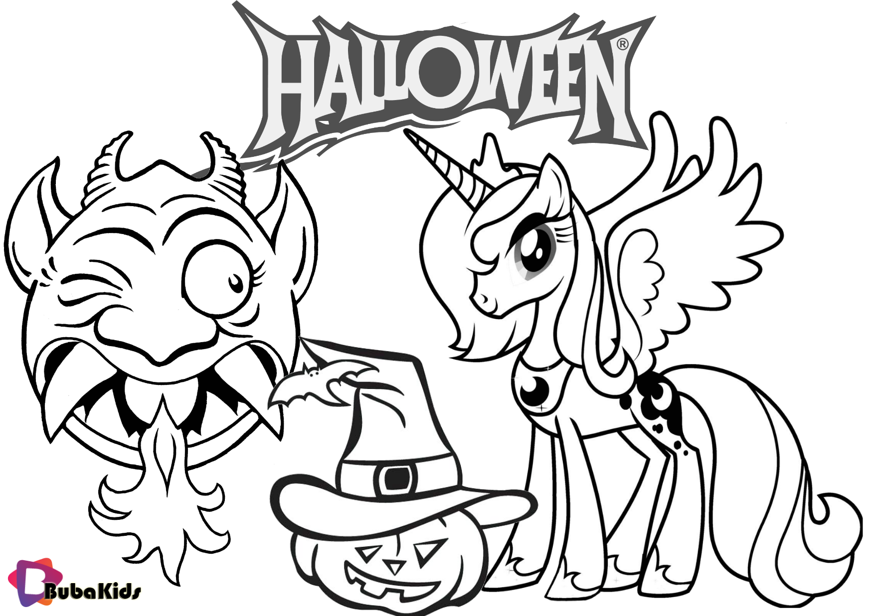 Halloween unicorn and balrog printable coloring pages. Wallpaper