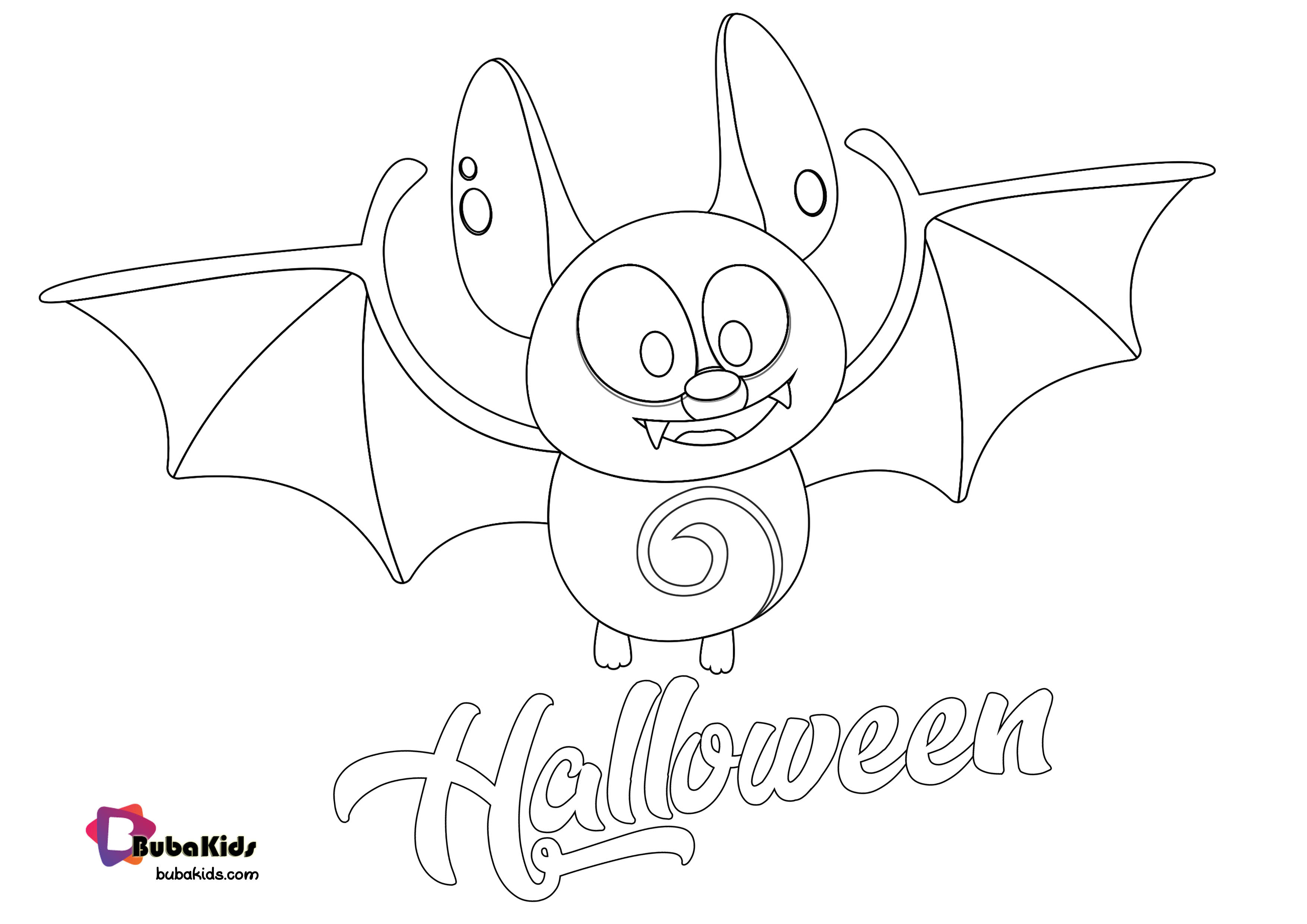 Bat Welcome October Happy Halloween Coloring Page Wallpaper