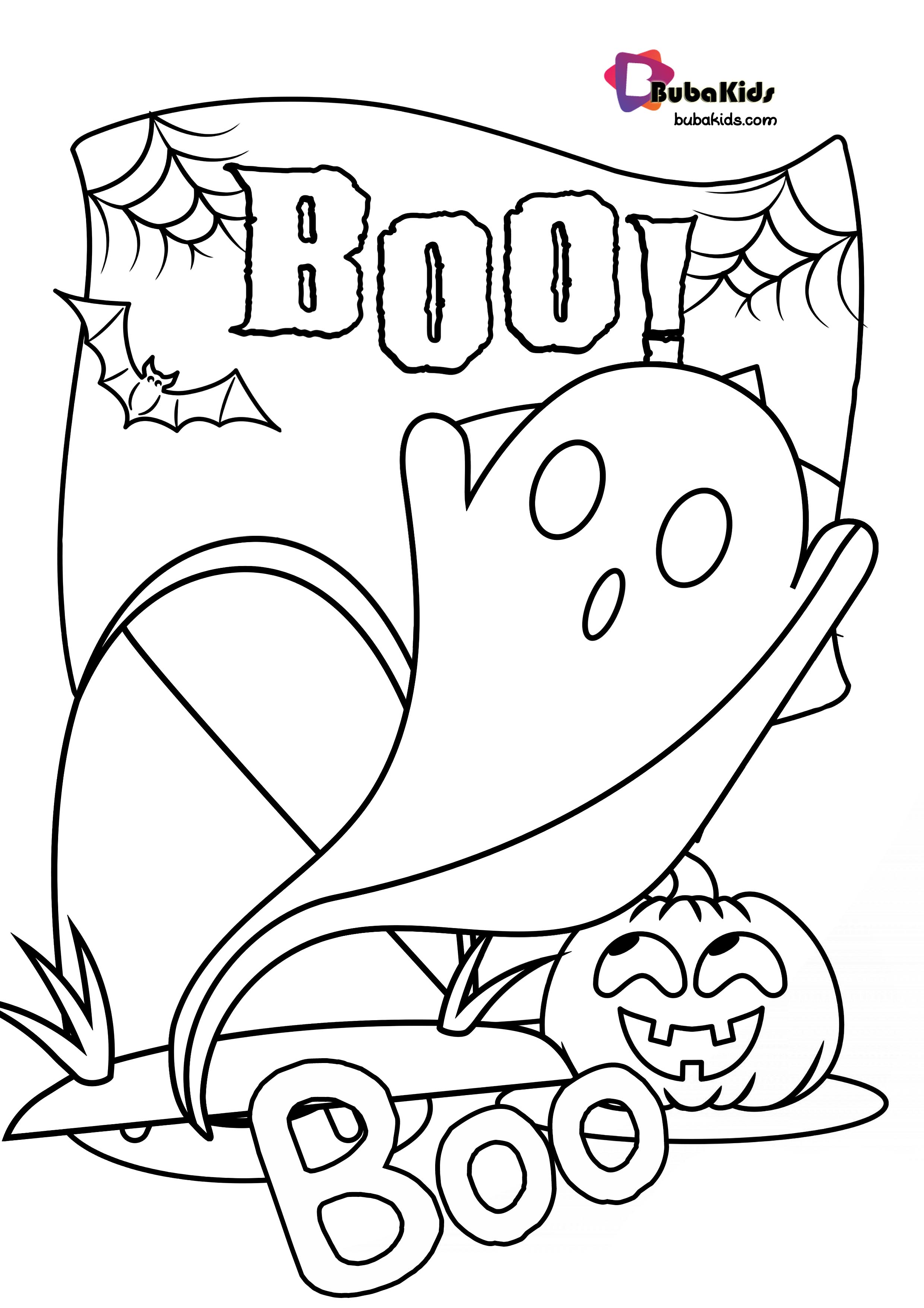Boo Halloween Coloring Page Wallpaper
