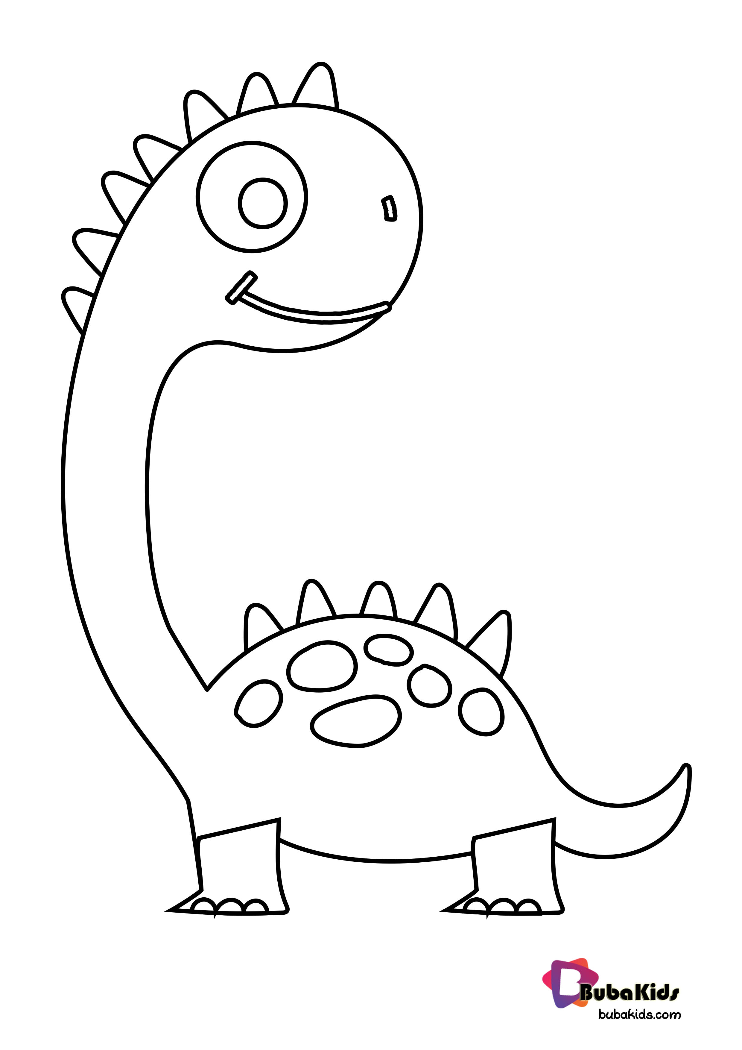Cute Dinosaurs Coloring Page For Kids   BubaKids.com