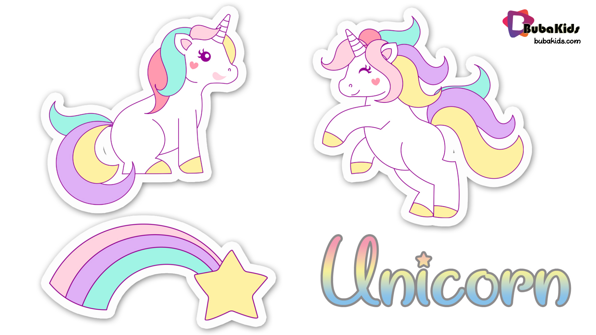 Cute unicorn sticker template. Free and printable. Wallpaper