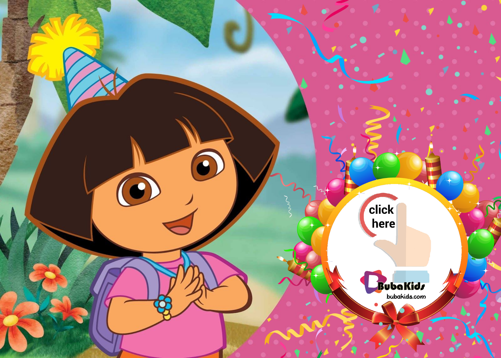 Dora the explorer birthday party invitation template free and printable. Wallpaper