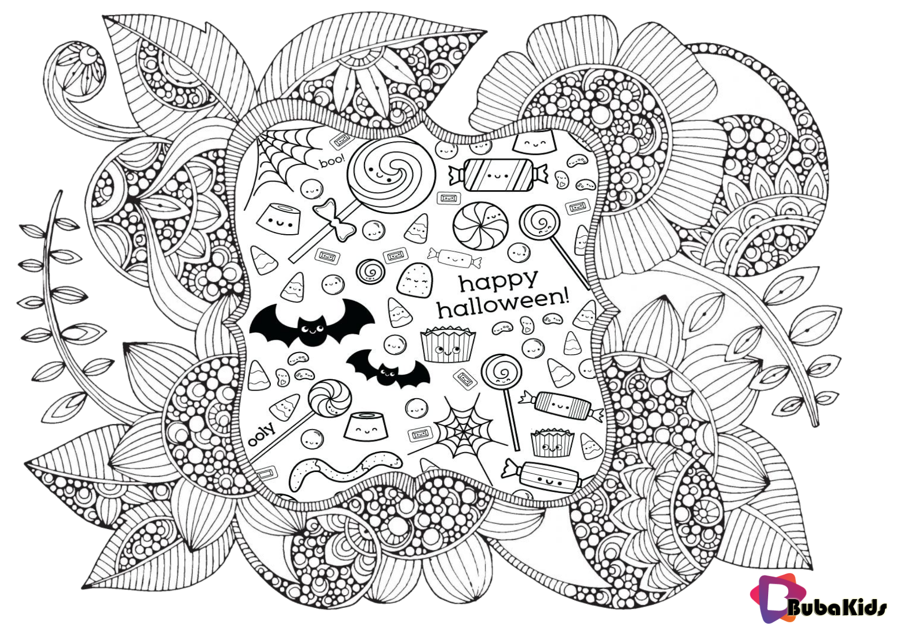 Halloween 2019 mandala printable coloring page. Wallpaper