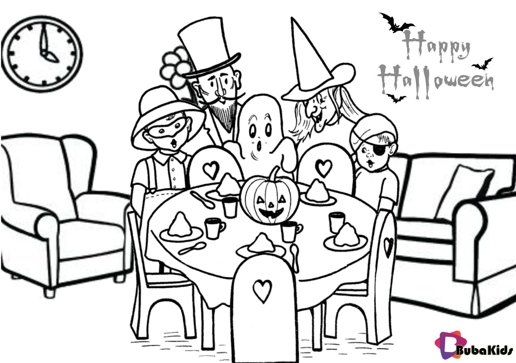 Halloween party free printable coloring pages.