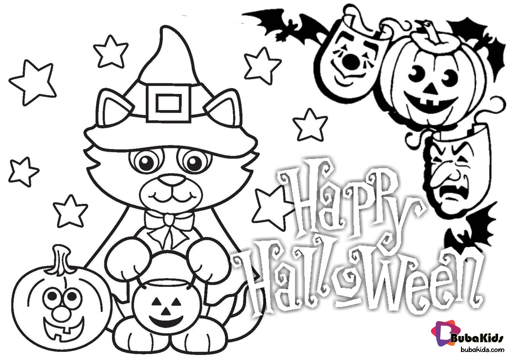 Happy halloween trick or treat free printable coloring pages on bubakids.