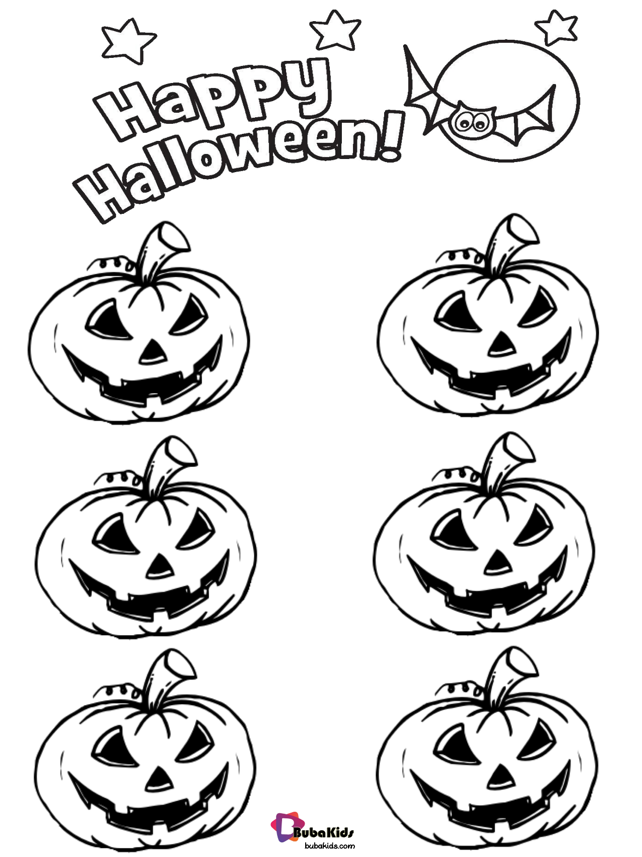 Jack o lantern pumpkins happy halloween coloring pages printable. Wallpaper
