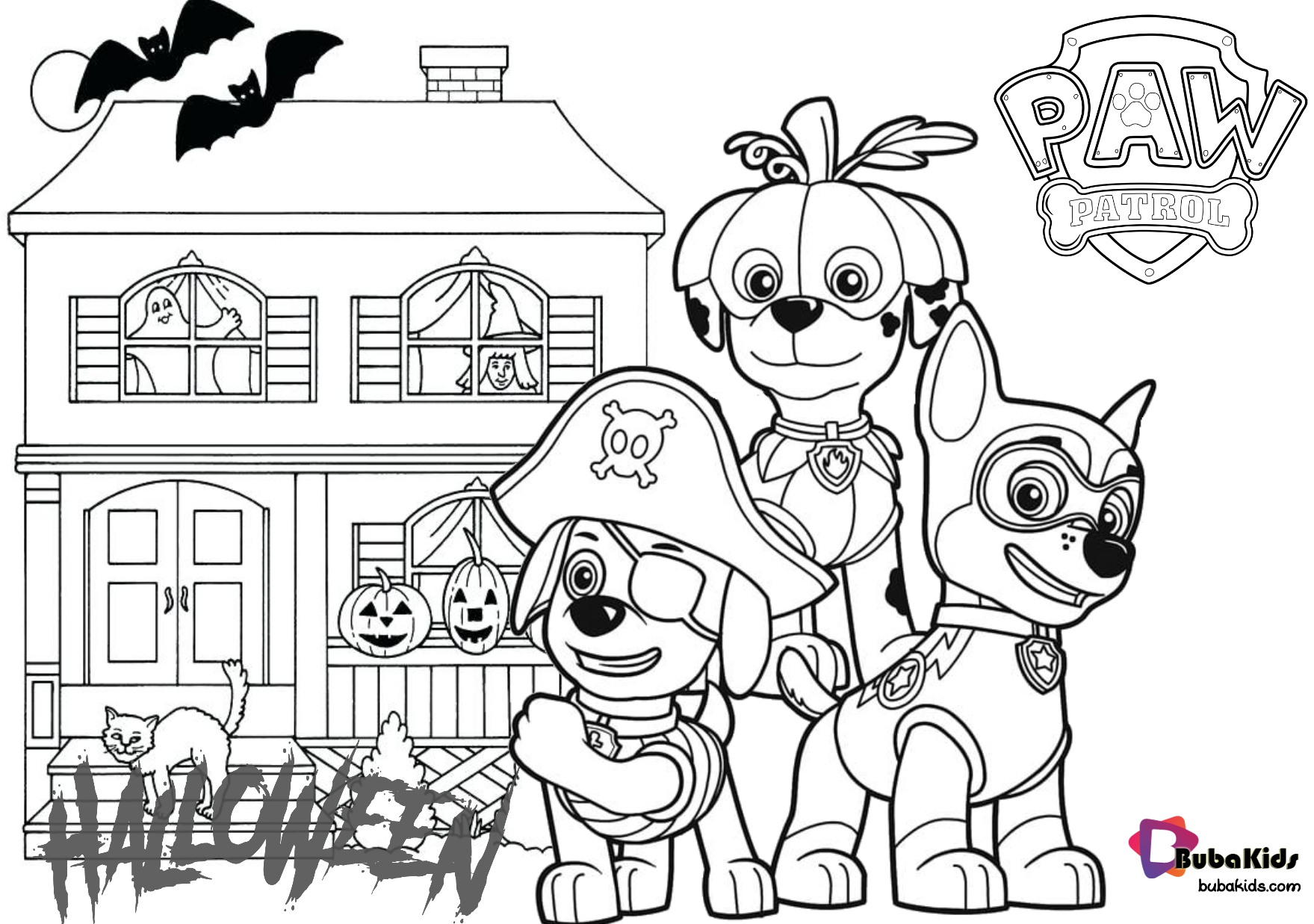 Paw patrol halloween haunted house coloring pages. Wallpaper