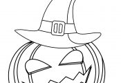 Pumpkin With Witch Hat Coloring Page