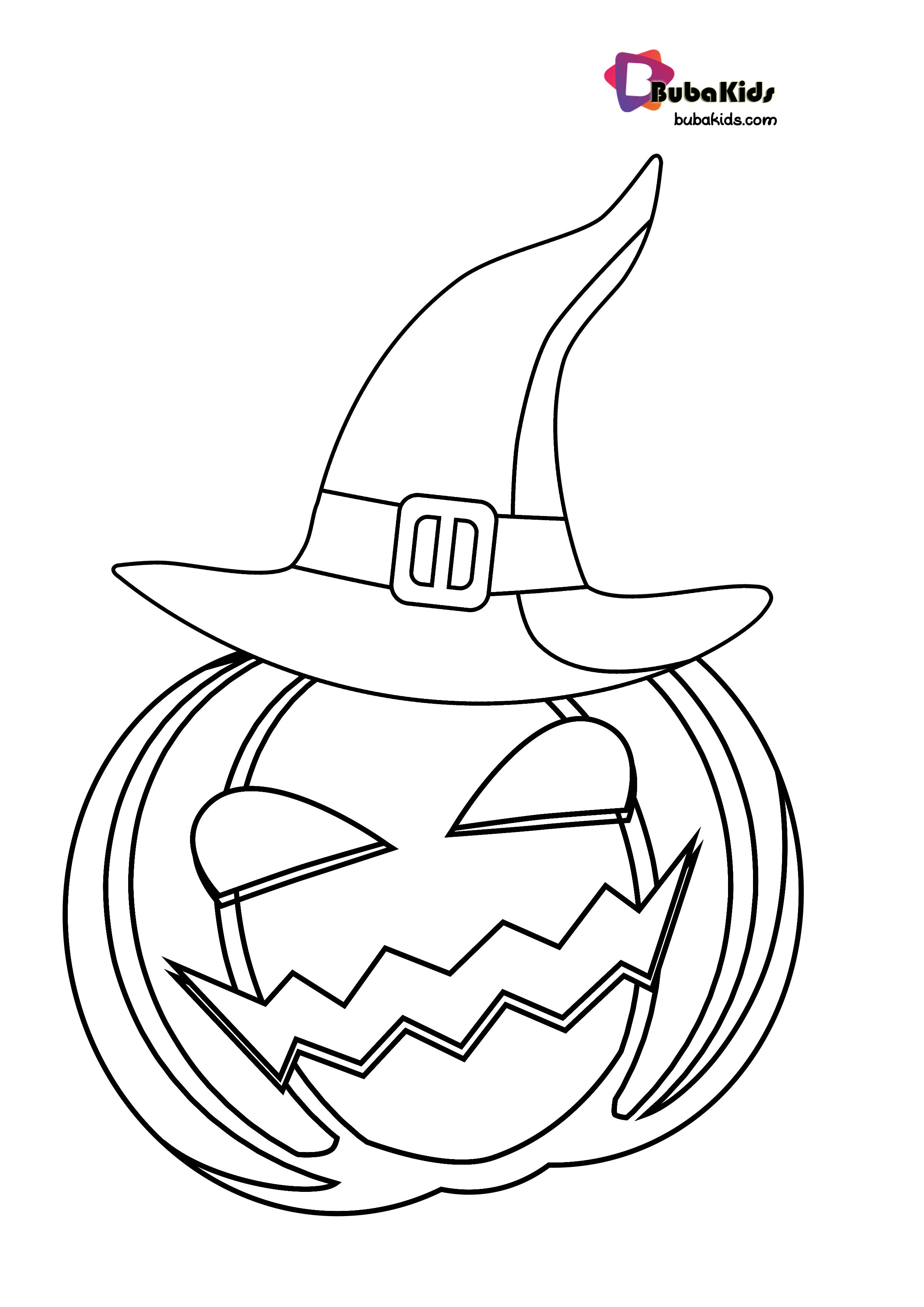 Pumpkin With Witch Hat Coloring Page Wallpaper
