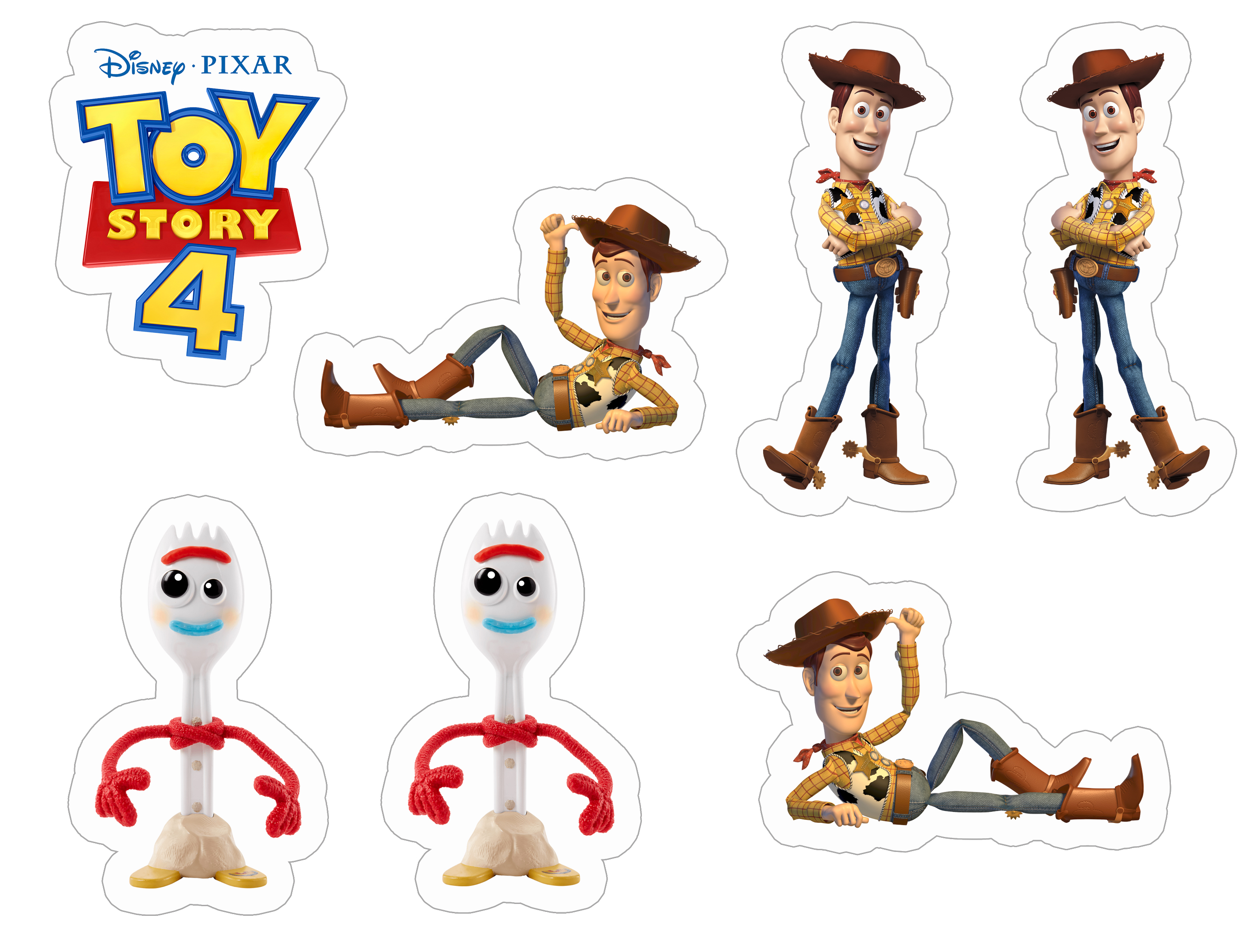 Sheriff Woody and Forky Toy Story 4 free and printable sticker template. Wallpaper