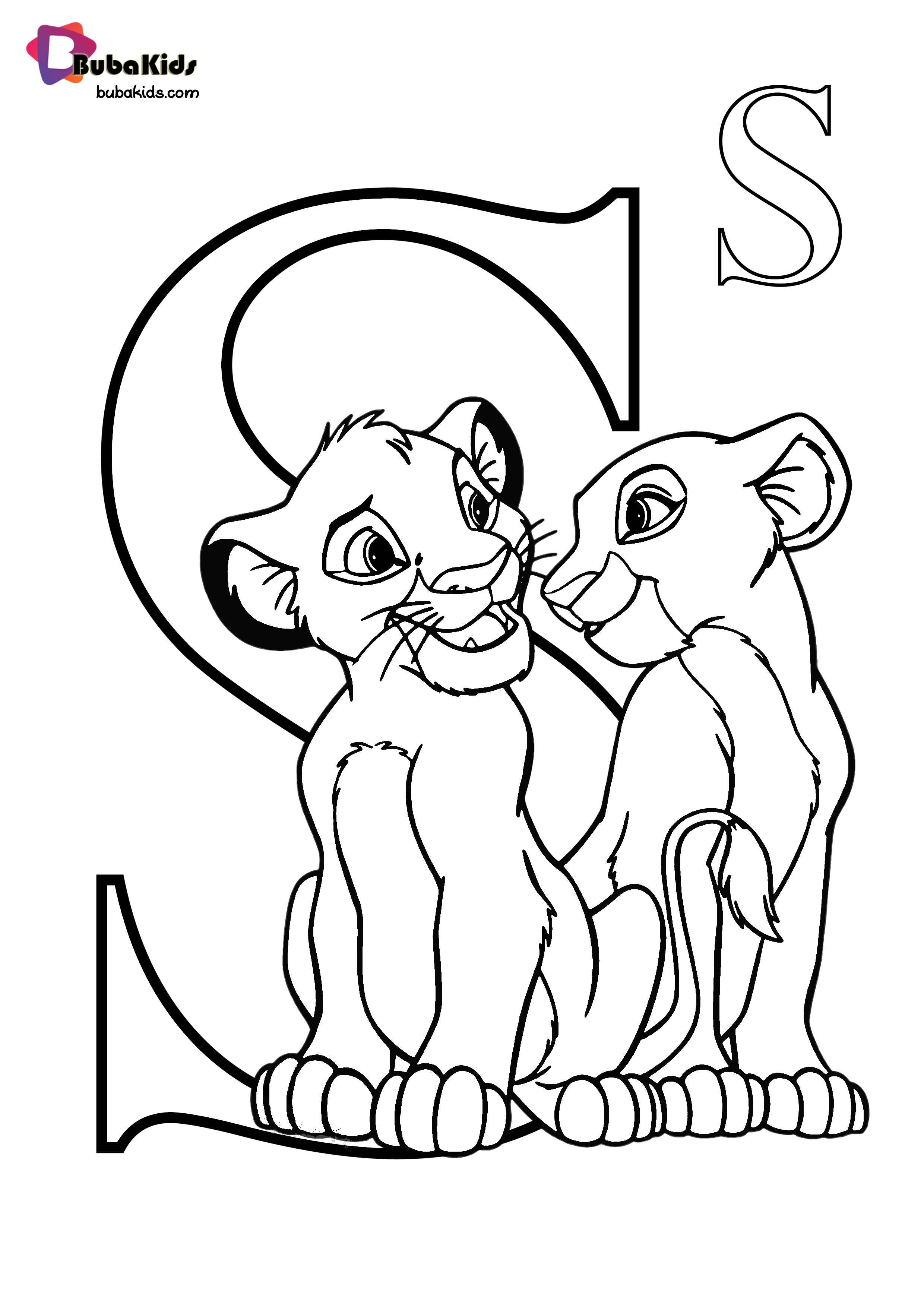 Simba Letter S Coloring Page for Toddler Wallpaper