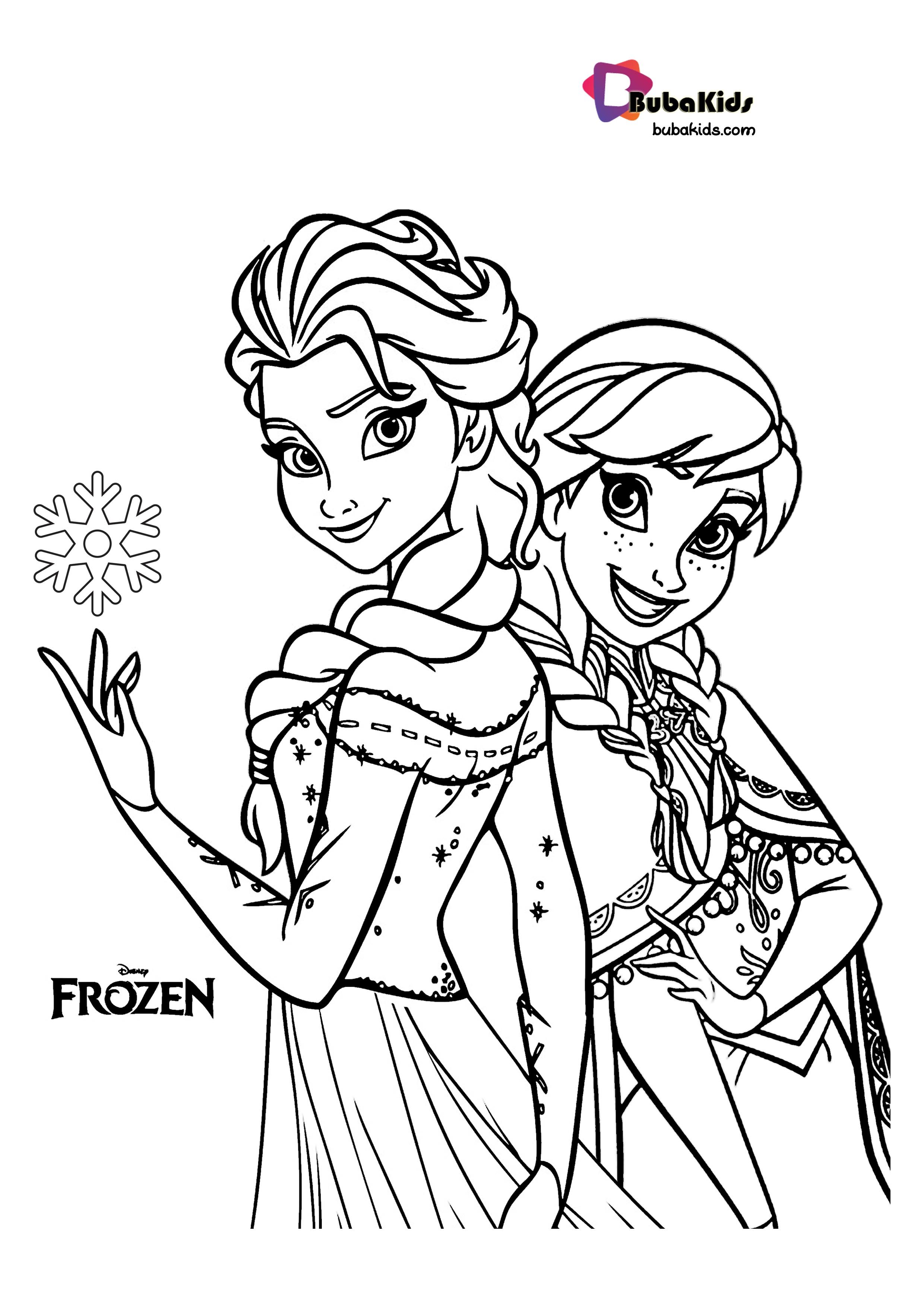Special Disney Princess Anna & Elsa Coloring Page Wallpaper