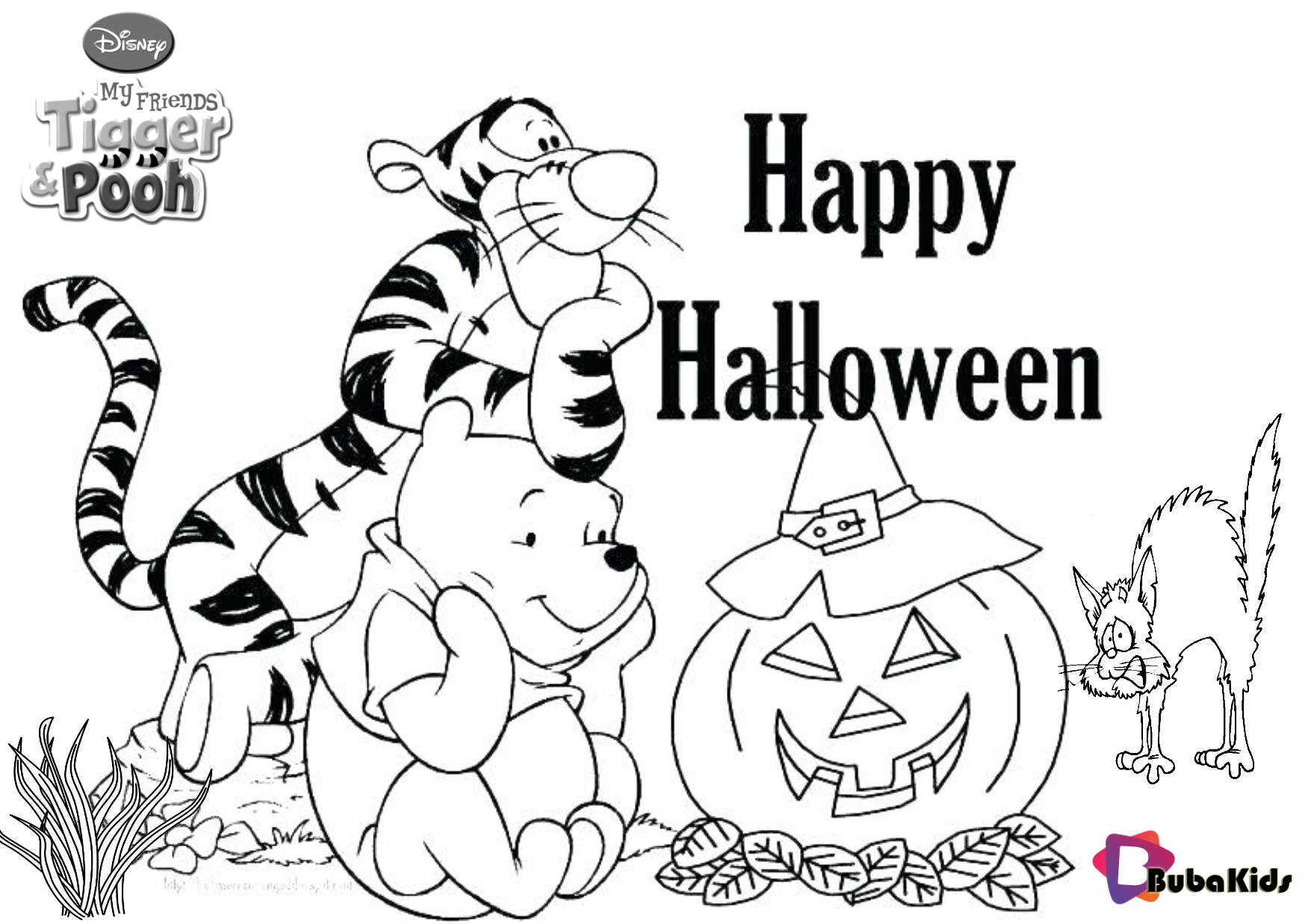 Pooh and tigger happy halloween 2019 printable coloring page. Wallpaper