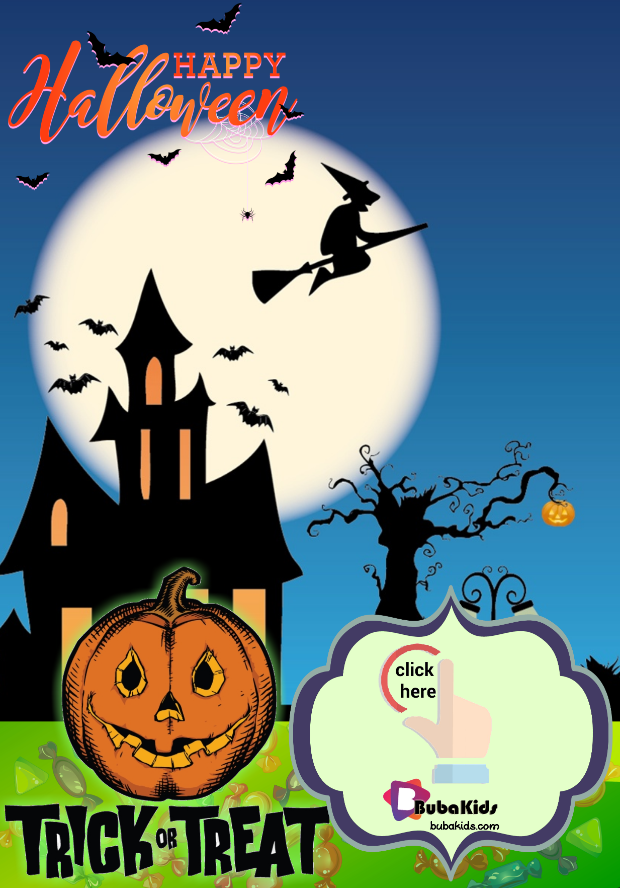 Haloween party invitation template free printable on bubakids.com