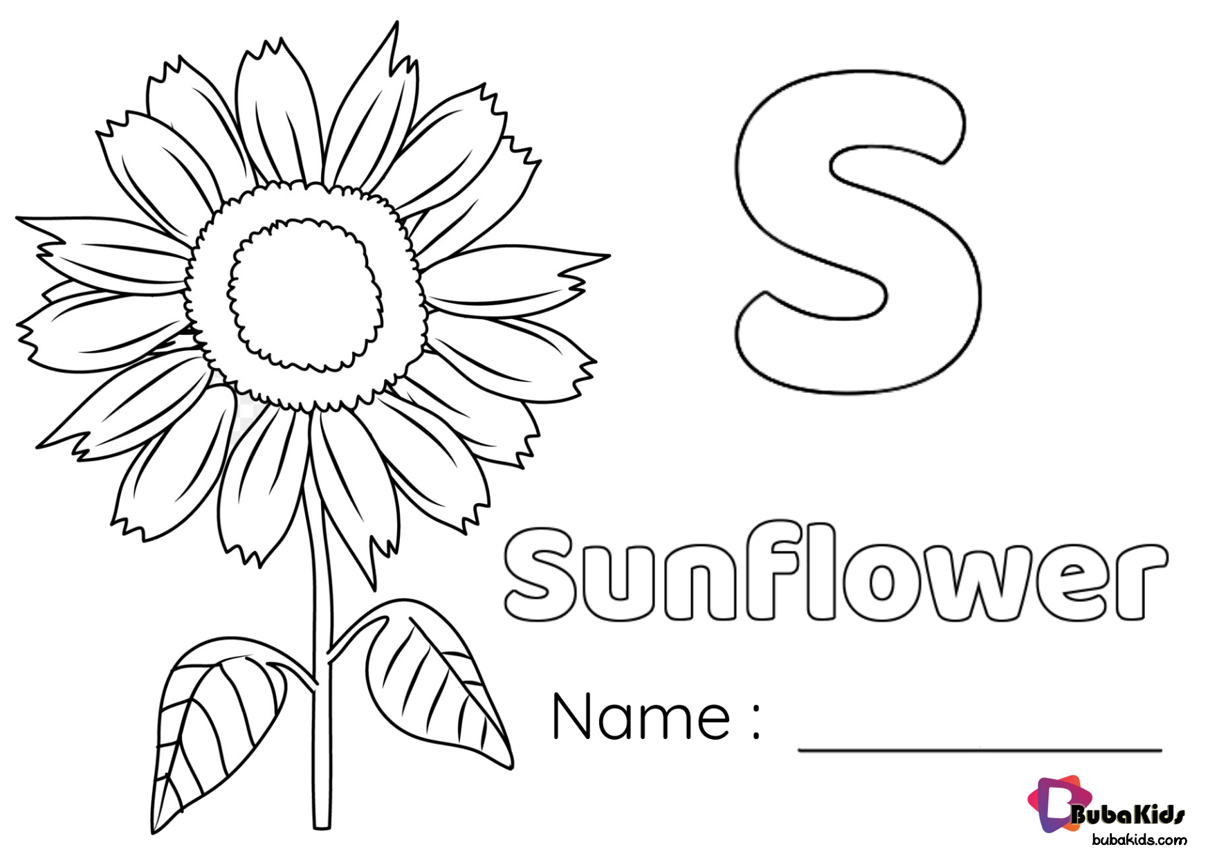 Learn alphabet letter S for Sunflower coloring page. Encourage fun and learning at the same time with bubakids. Wallpaper