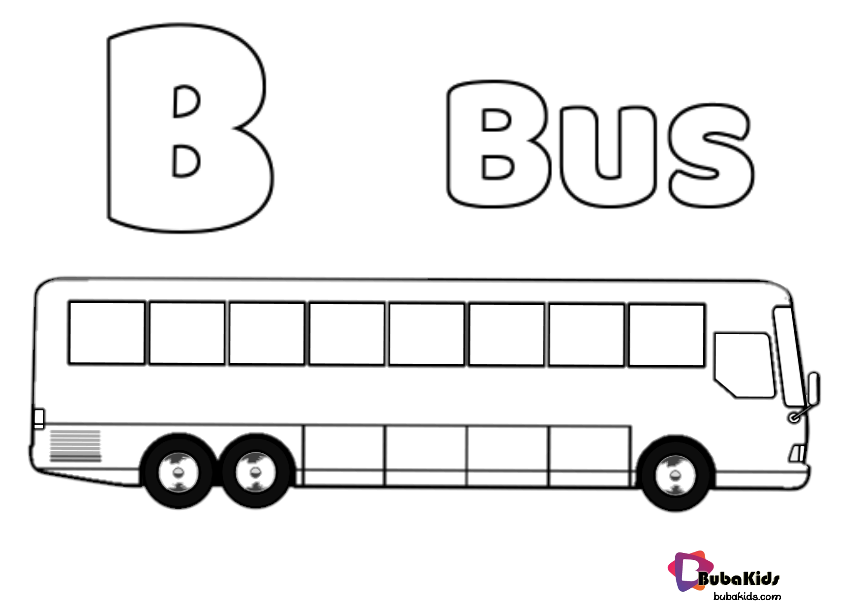 Alphabet B for Bus coloring page printable. Wallpaper