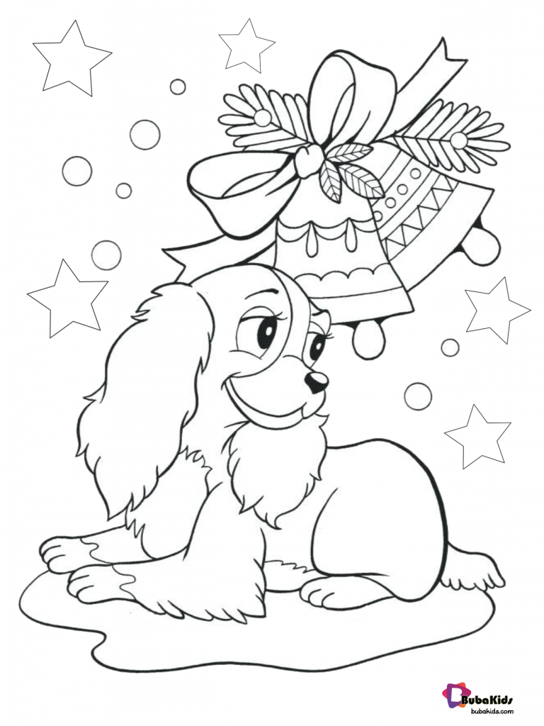 Cute Christmas Dog Coloring Page BubaKids