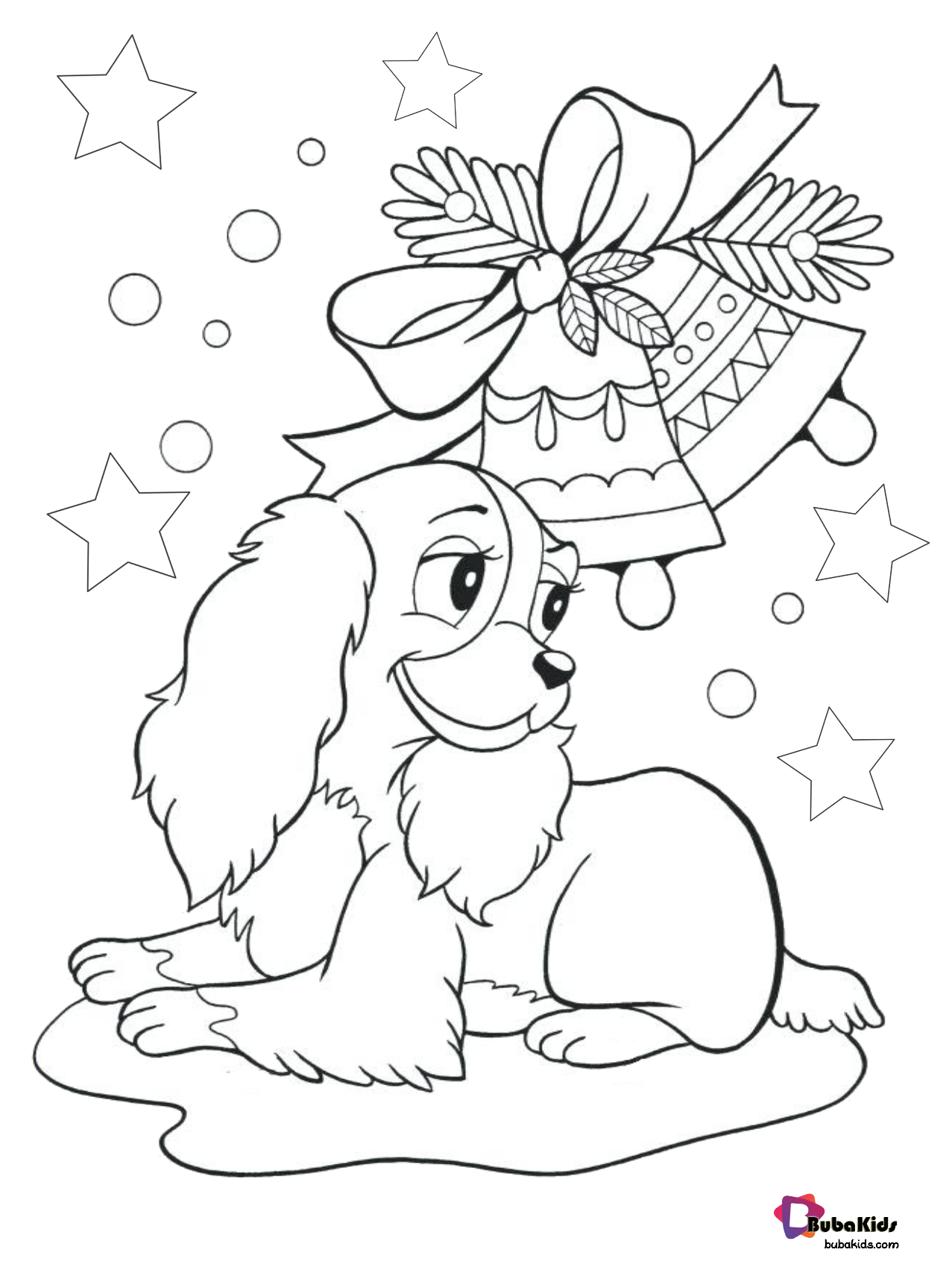 Cute christmas dog coloring page. Wallpaper