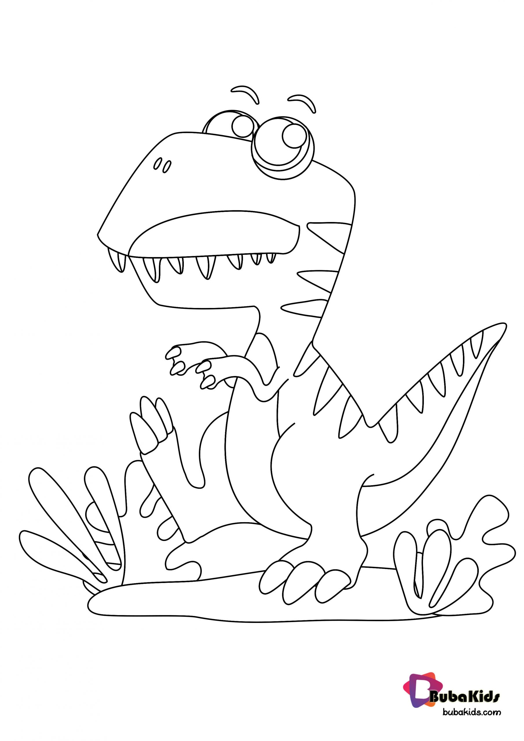 Cute T-Rex Coloring Page Printable For Kids Wallpaper