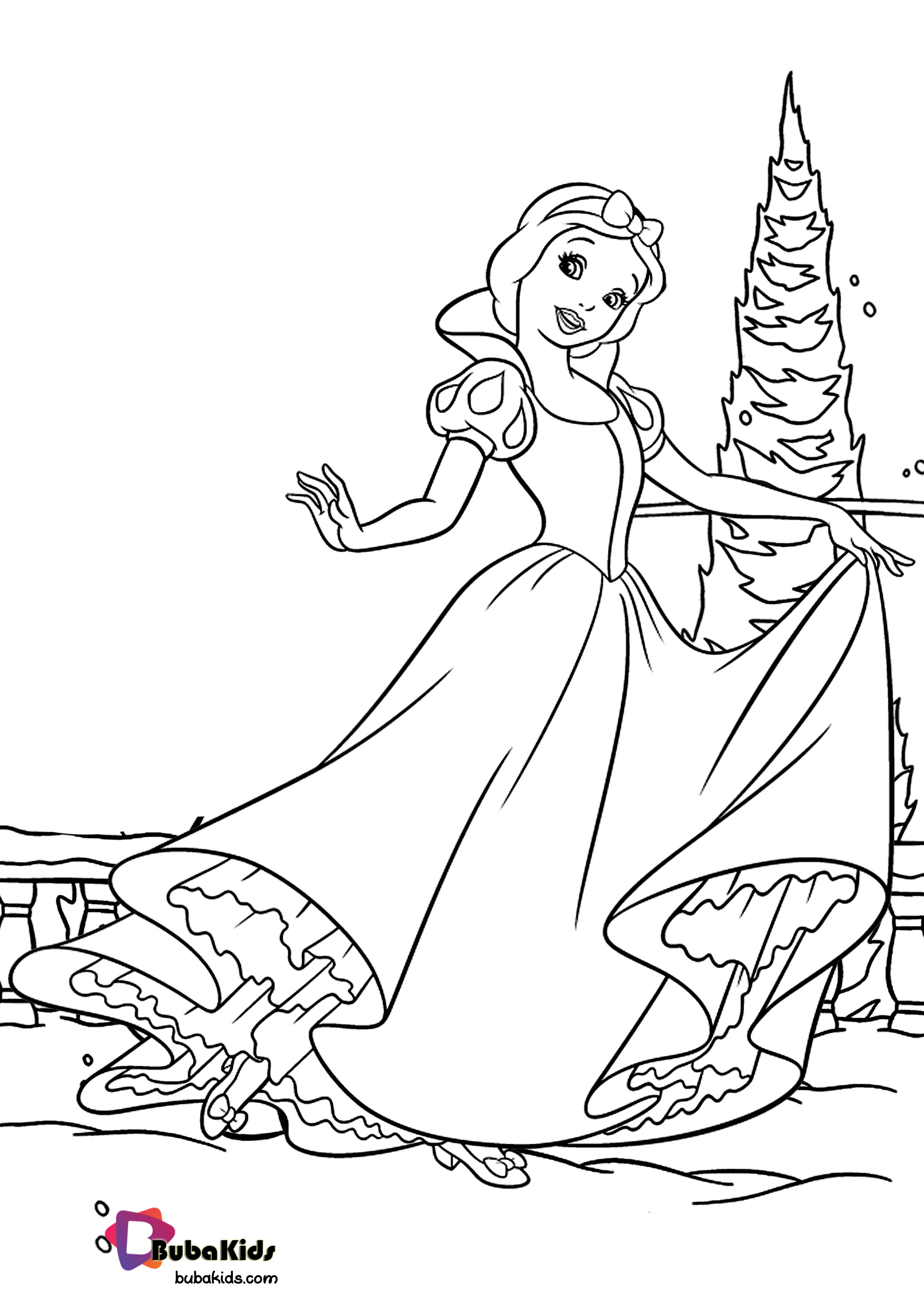Dancing Snow White Coloring Page Wallpaper