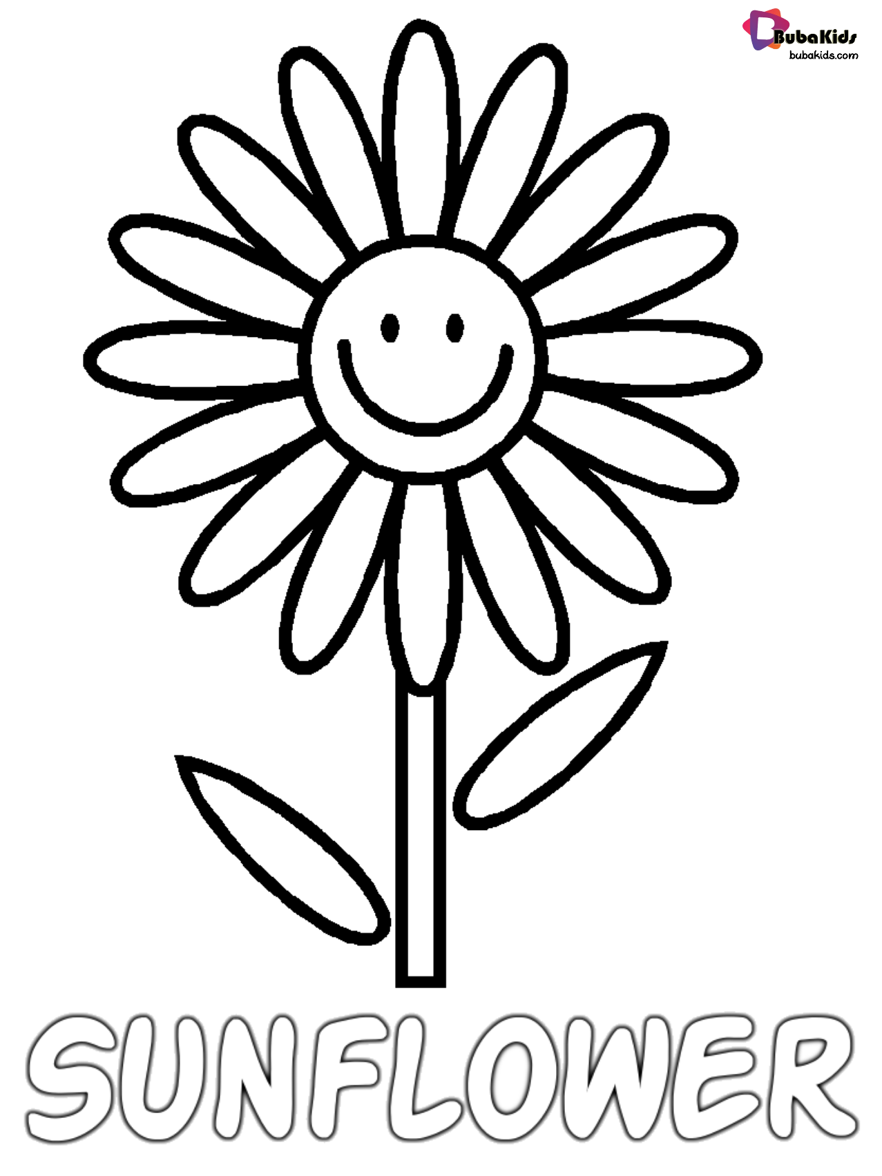 Beautiful sunflower coloring for toddlers. Free and printable. Wallpaper