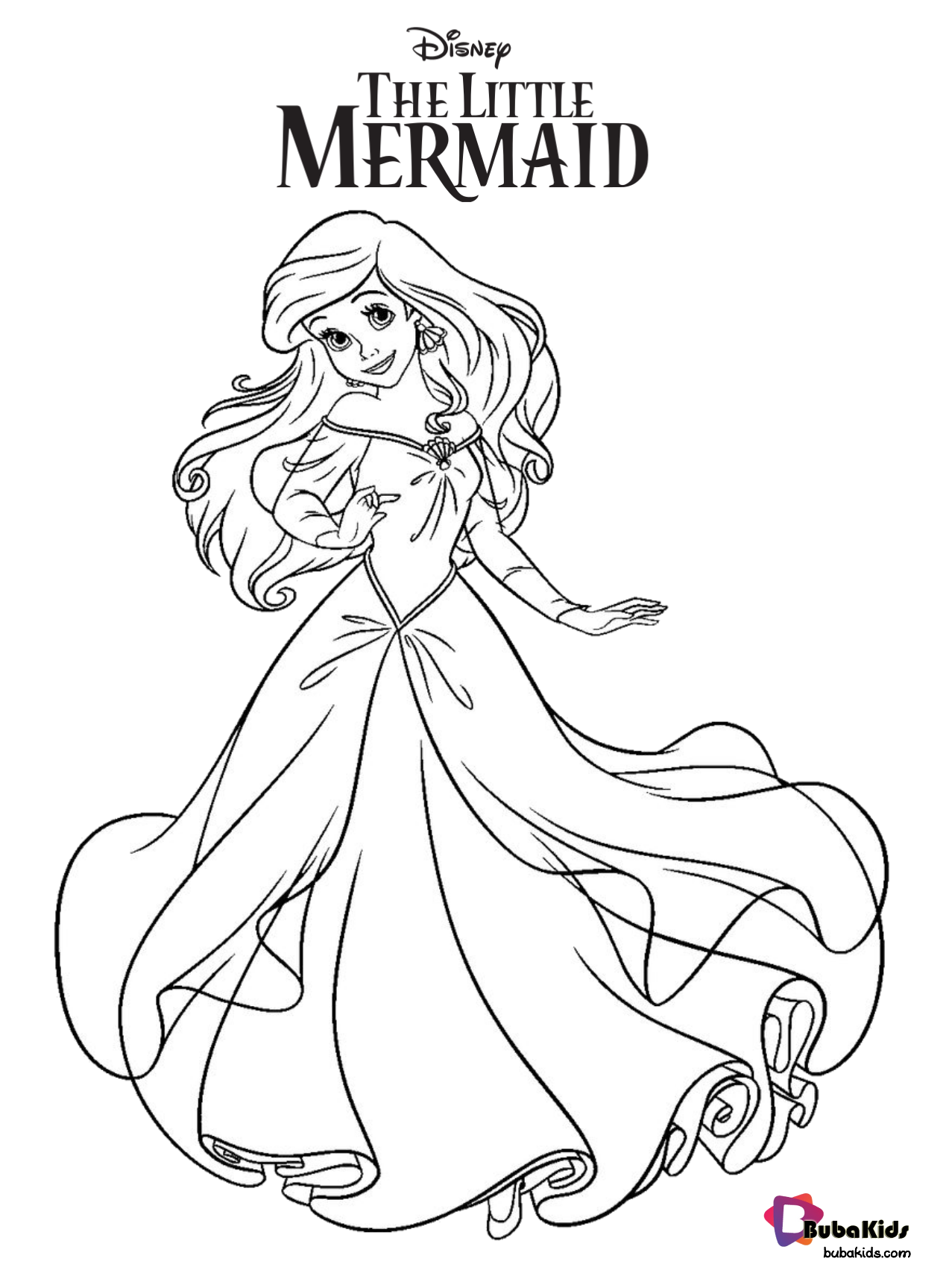 Free printable Ariel The Little Mermaid coloring pages. Wallpaper